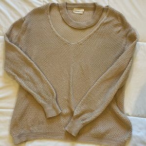 Beige knit sweater with neck detail: L